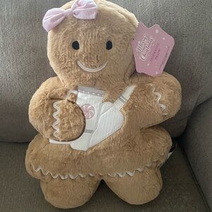 Christmas Gingerbread Girl Holding Stanley Cup and Belt Bag Pillow